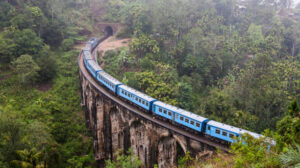 The Nine Arches Bridge Demodara is one of the iconic bridges in Sri Lanka. Morning mist in Ella.